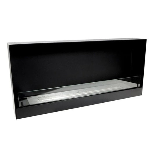 Șemineu Bioetanol Încorporat Negru de 140 cm - Flacără Elegantă, Atmosferă Caldă