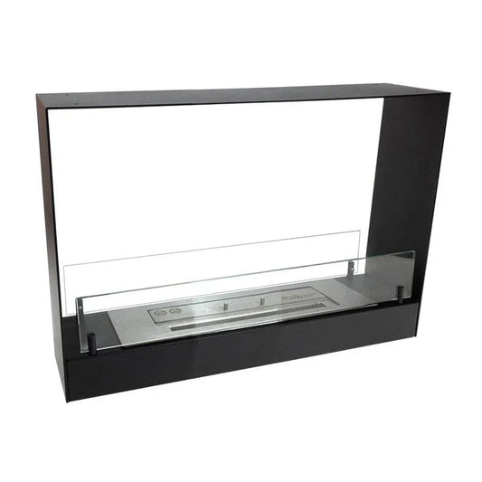 Șemineu pe bioetanol ScandiFlames încorporat, negru - 60 cm, cu vedere dublă