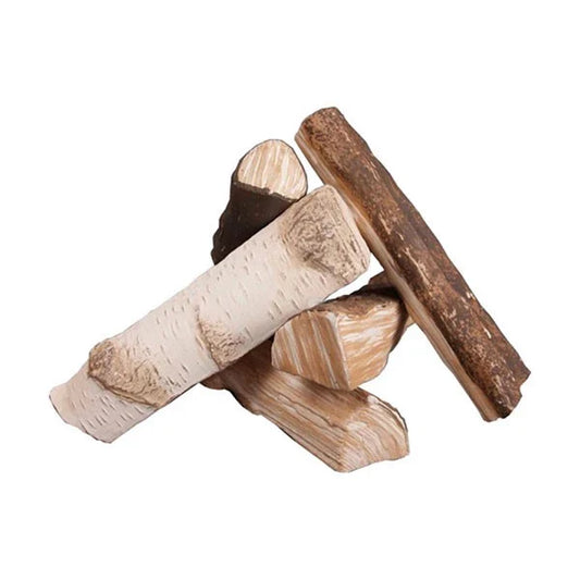 Set Decorativ din Lemn Natural - 5 Piese pentru Șeminee