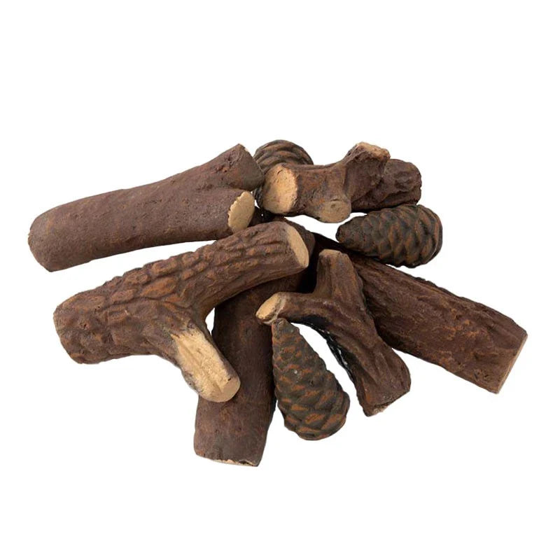 Set 9 Piese Lemn Ceramic pentru Decorarea Șemineelor pe Bioetanol