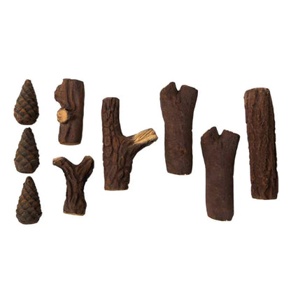 Set 9 Piese Lemn Ceramic pentru Decorarea Șemineelor pe Bioetanol