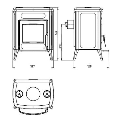 Soba de fonta ATENA, 8-11kW, A+, 129kg + plita