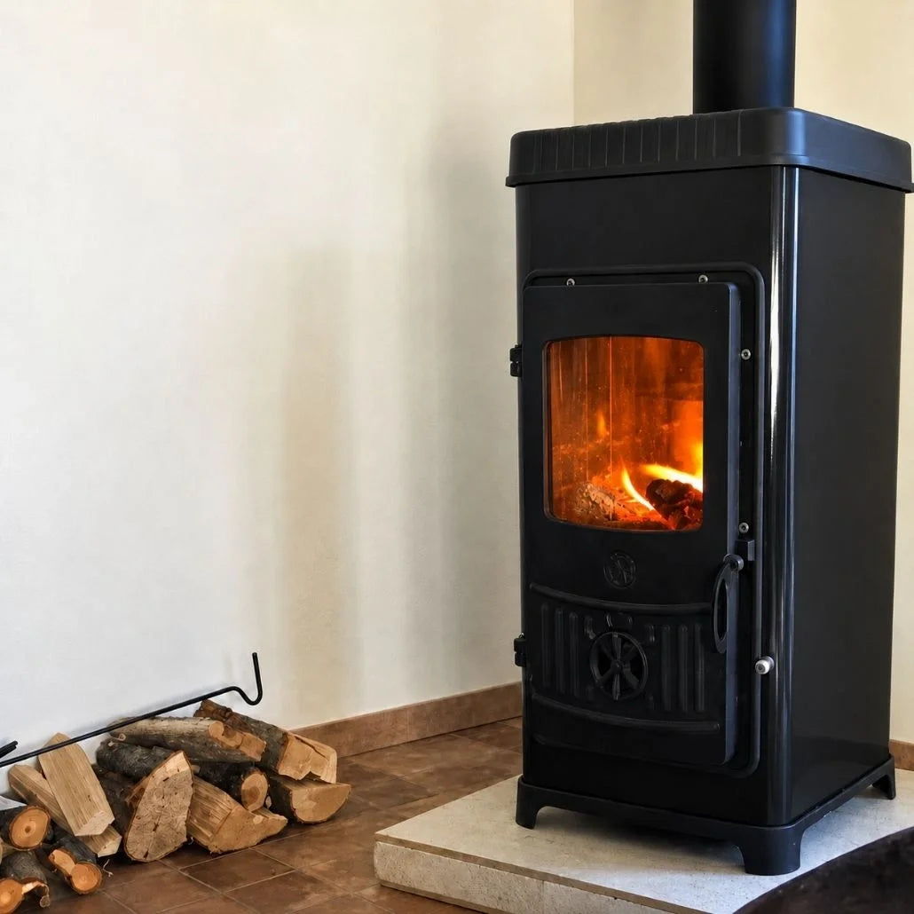 Soba de fonta + plita DONA Negru 7-9 kW, 81,9%, A+