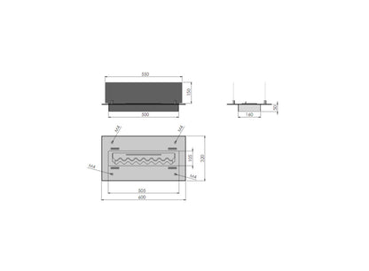 Șemineu cu bioetanol Infire Insert 600 Rezervor 1 l