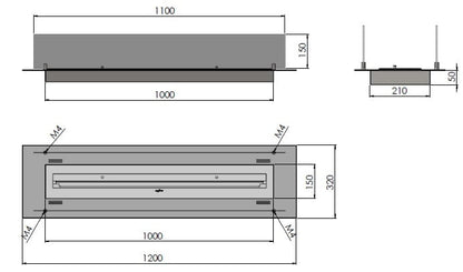 Șemineu cu bioetanol Infire Insert 1200 Rezervor 3 l