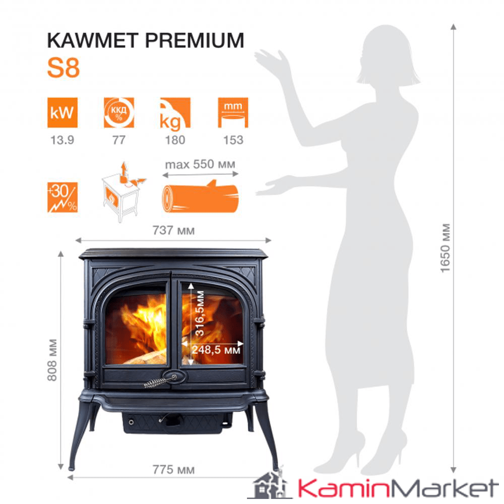 Sobă Kawmet Premium HELIOS S8 ECO 13,9 kW