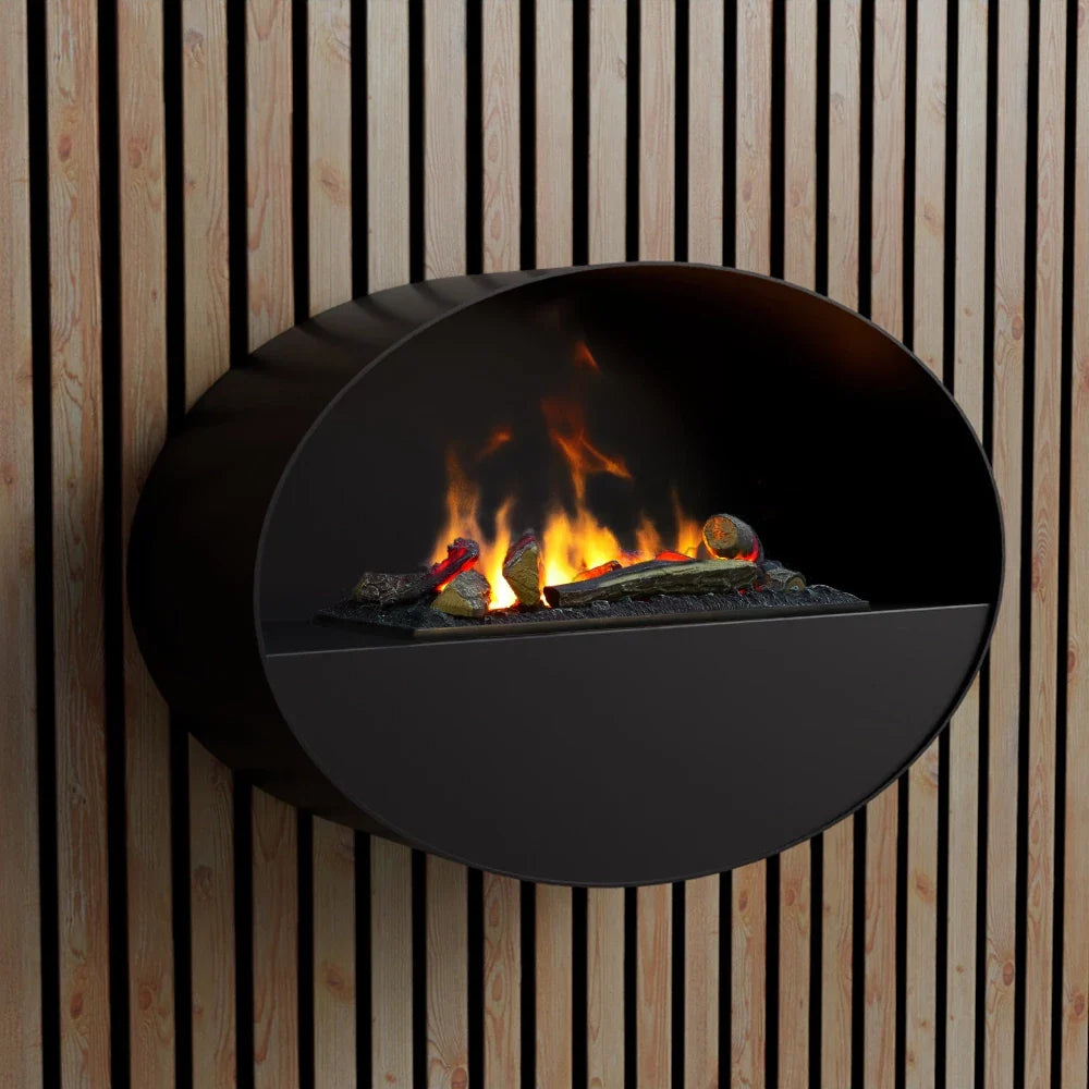 Șemineu Electric Kjos ScandiFlames, Negru, Montat pe Perete, cu Abur de Apă