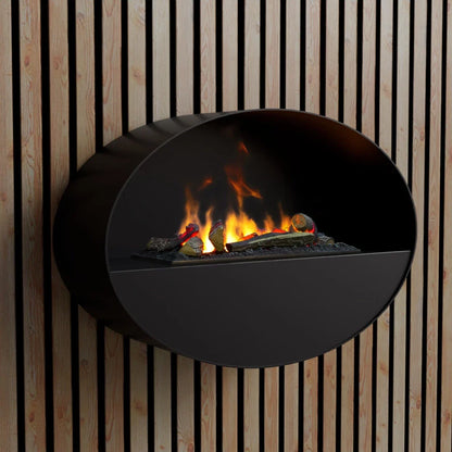 Șemineu Electric Kjos ScandiFlames, Negru, Montat pe Perete, cu Abur de Apă