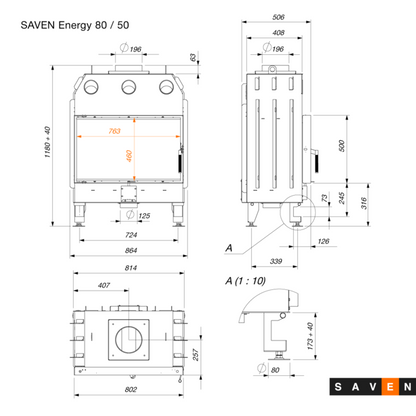 Șemineu SAVEN Energy 80X50 ECO 17 kW