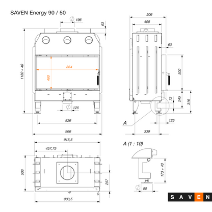 Șemineu SAVEN Energy 90×50 ECO 19 kW