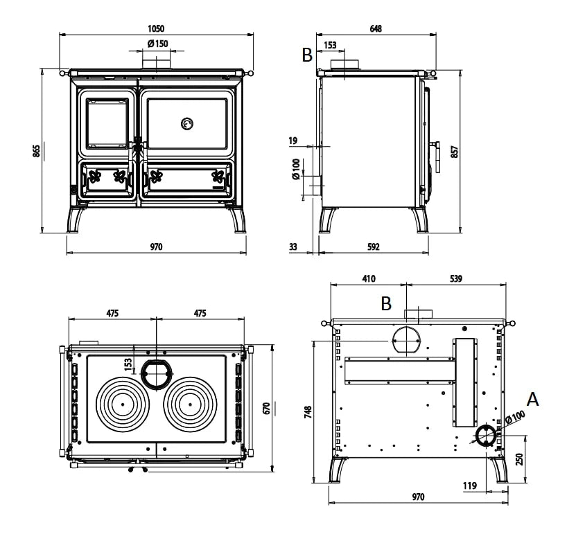 Soba de gatit pe lemne  La Nordica Prestige Line -  Milly - Bordeaux