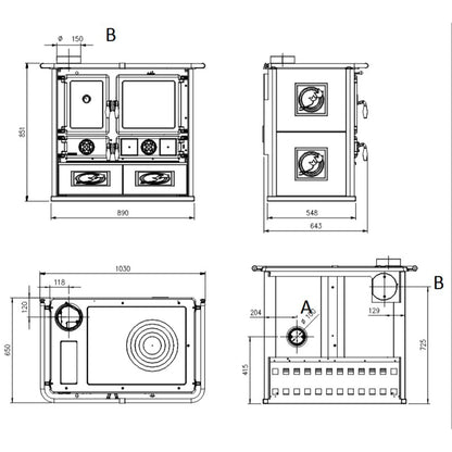 Soba  de gatit pe lemne  La Nordica Rosa Sinistra Reverse 16 Ceramica - 8,2 kW