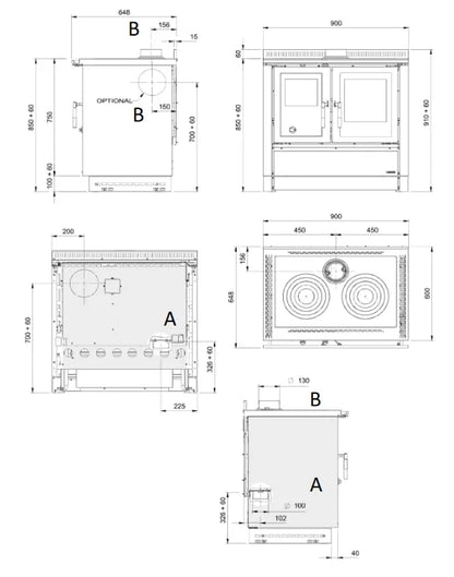 Sobă  de gatit pe lemne La Nordica Venezia - 8,3 kW