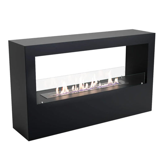 Șemineu pe Bioetanol Lansing XL Negru, Autoportant - Divizor de Cameră Elegant