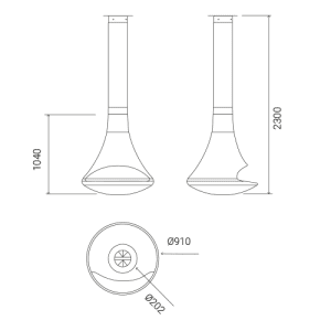 Semineu suspendat Doria  cu o deschidere, diam 91cm