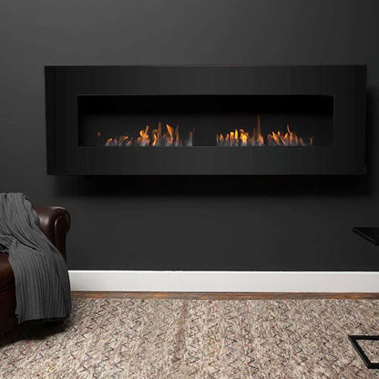 Șemineu pe Bioetanol Icon Fires Nero 1750 Negru - Montat pe Perete, Design Slimline