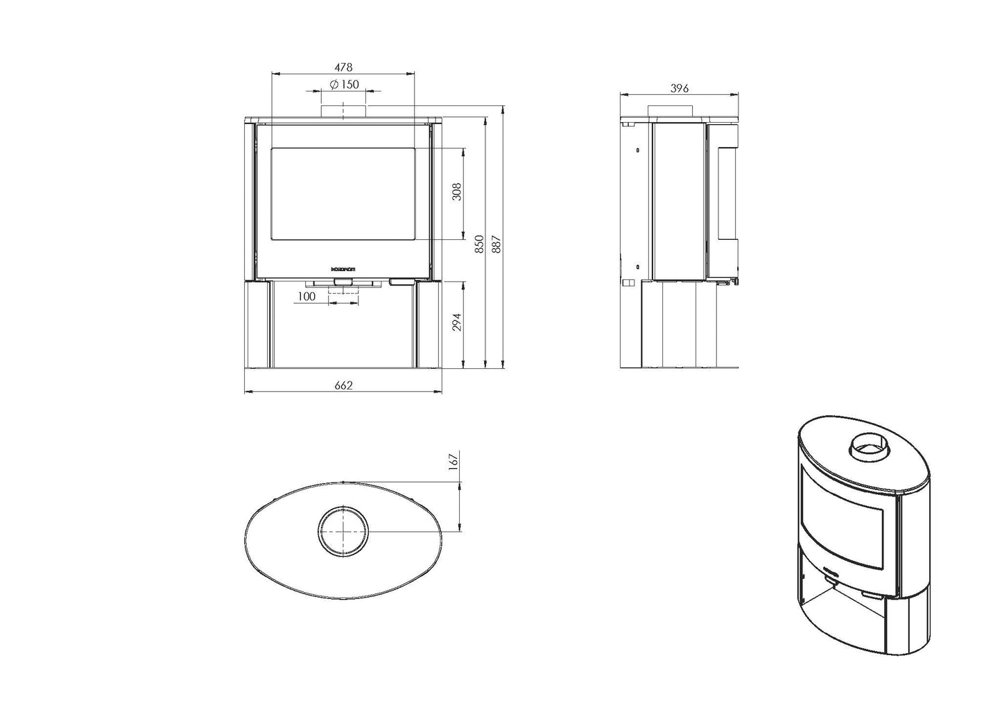 Sobă Nordflam Bolonia, 10,5kw, 105mp