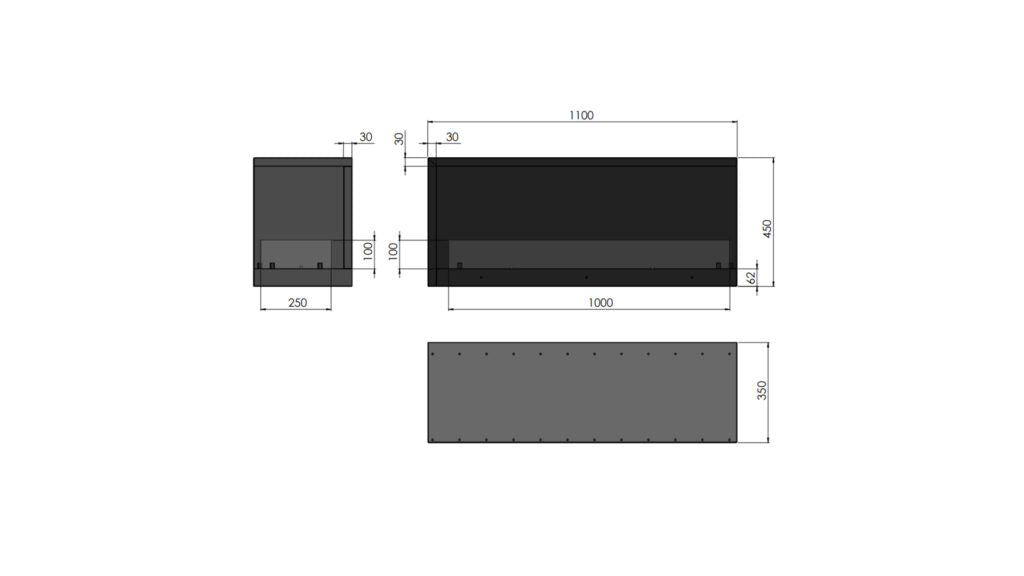 Șemineu cu bioetanol Infire Inside P1100 Vers.2 Rezervor 2 l