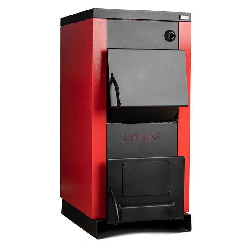 Pachet centrală/cazan pe lemn Termax cu ardere normală, putere 40 kW, volum manta apă 120 litri, regulator de tiraj, grup de siguranță, cutie depozitare lemn