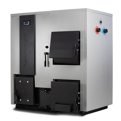 Pachet centrală mixtă lemn/pelet Termax Combo 35 kW, volum manta apă 122 litri, trecere automată lemn/pelet, Vas expansiune, Termostat inteligent KOPH I302, Pompă recirculare, Boiler termoelectric Ariston 100 litri