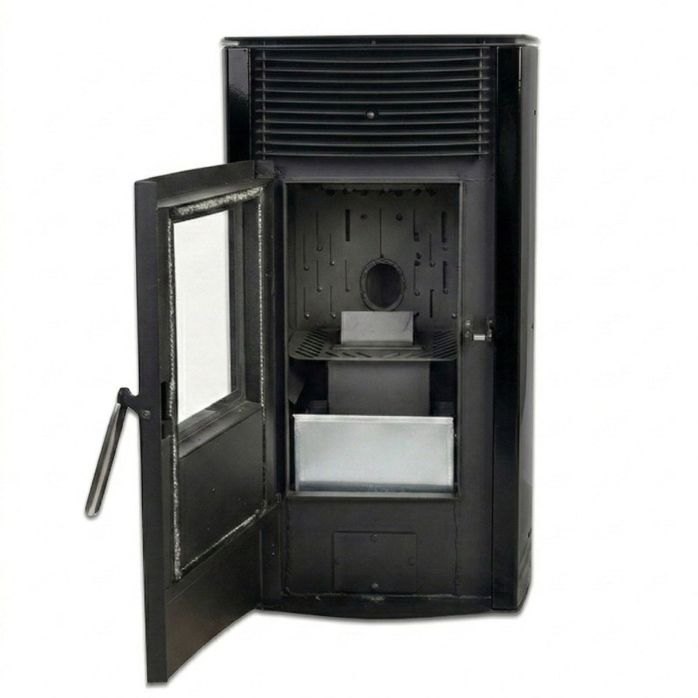 Soba pe peleti KOPH PD 10 kW, 60 mp, Negru, cu Kit Complet: Stabilizator tensiune, Aspirator cenusa 1000W si Cos fum inox Ø80 mm