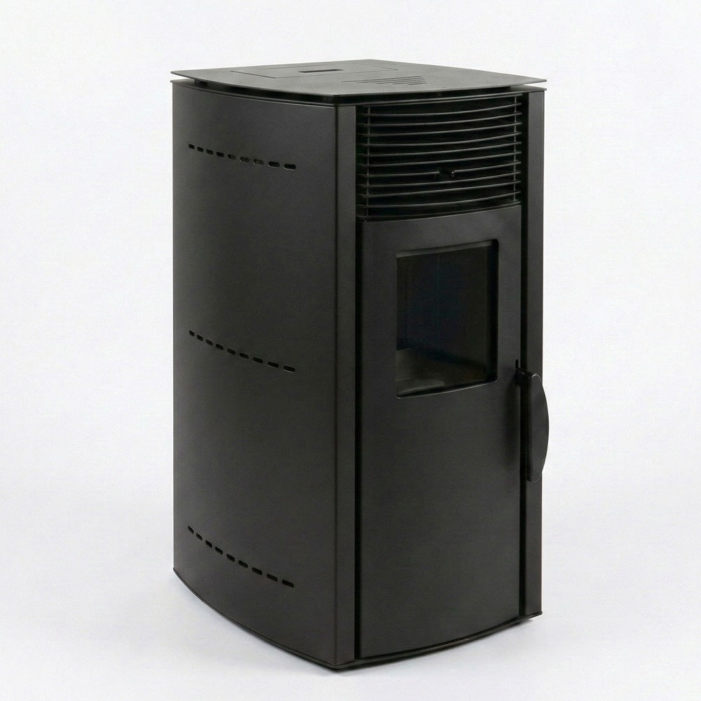 Soba pe peleti KOPH PD 10 kW, 60 mp, Negru, cu Kit Complet: Stabilizator tensiune, Aspirator cenusa 1000W si Cos fum inox Ø80 mm