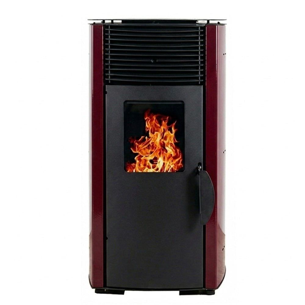 Soba pe peleti KOPH PD 10 kW, 60 mp, Bordo - Pachet Complet cu Stabilizator, Aspirator cenusa si Kit cos fum inox