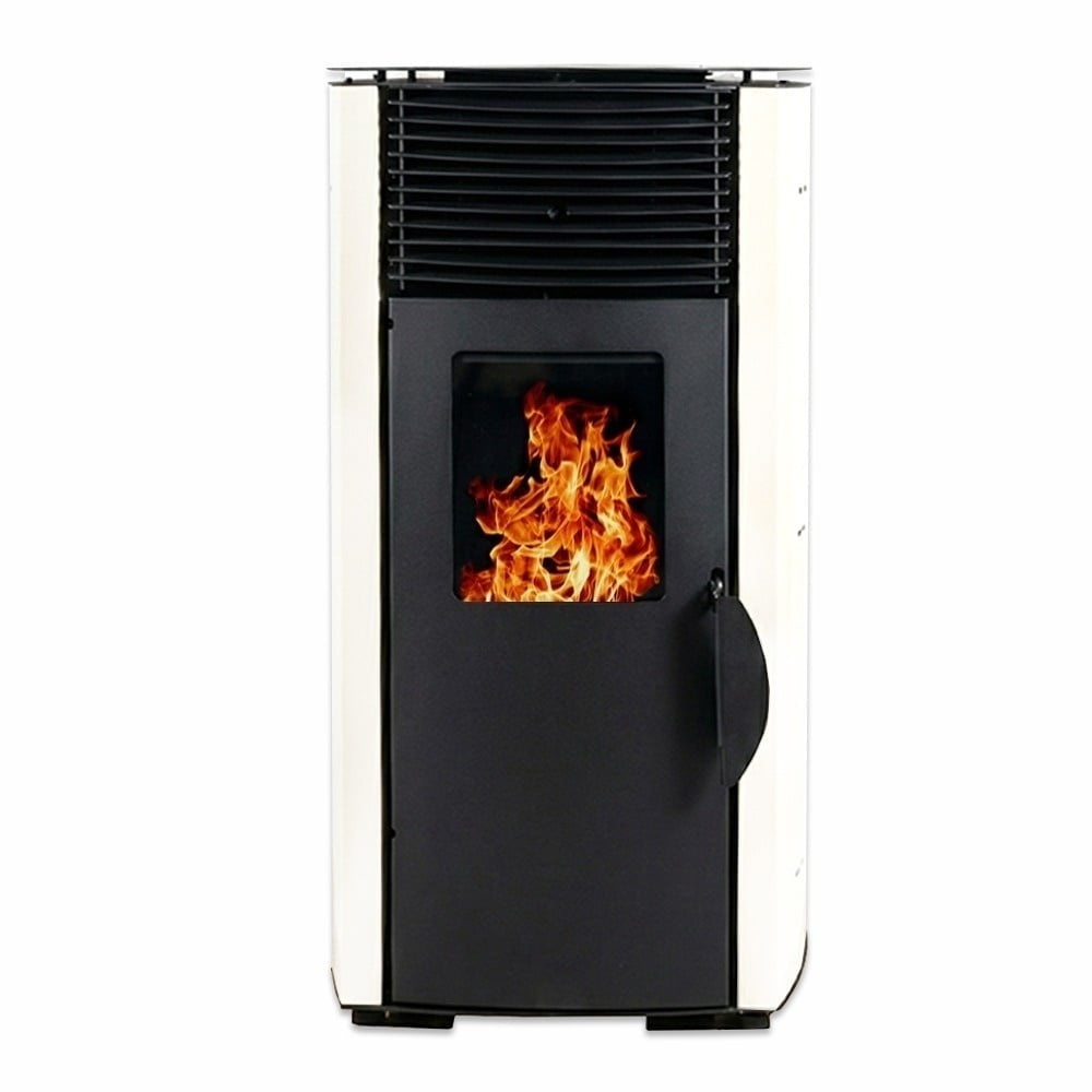 Soba pe peleti KOPH PD 10 kW, 60 mp, Alb, cu Kit Complet: Stabilizator Tensiune, Aspirator Cenusa 1000W si Cos de Fum Inox 80mm