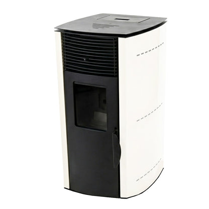 Soba pe peleti KOPH PD 10 kW, 60 mp, Alb, cu Kit Complet: Stabilizator Tensiune, Aspirator Cenusa 1000W si Cos de Fum Inox 80mm