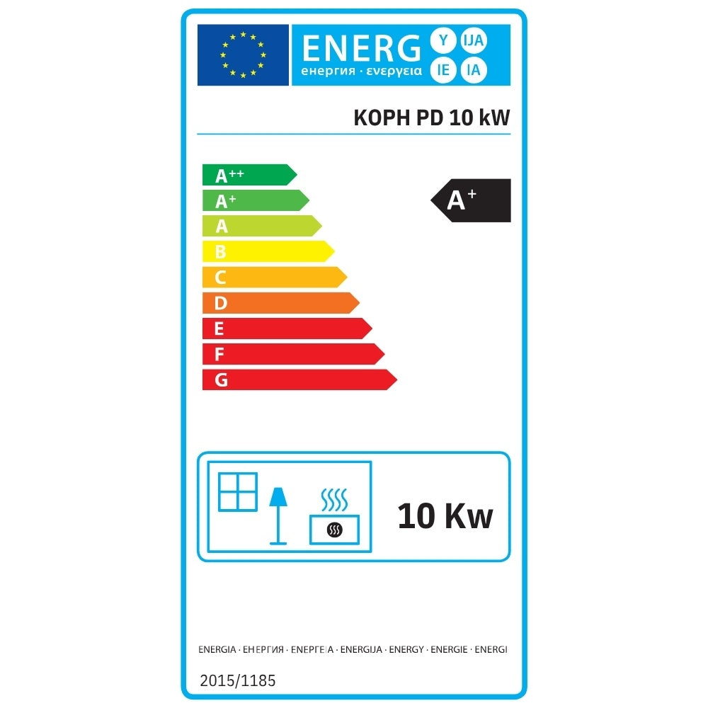 Soba pe peleti KOPH PD 10 kW, 60 mp, Bordo - Pachet Complet cu Stabilizator, Aspirator cenusa si Kit cos fum inox