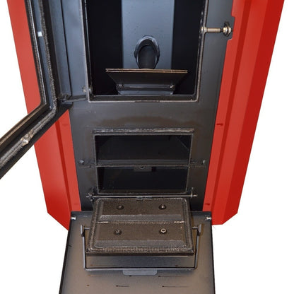 Termosemineu peleti Termax Kamin ECO 30kW, 220mp, Kit Complet: Termostat, Aspirator Cenusa si Cos Inox, Bordo