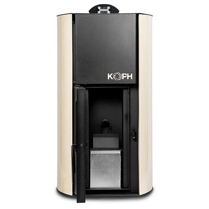 Pachet Complet Termosemineu pe Peleti KOPH PM 12kW (80mp) cu Accesorii: Termostat, Aspirator Cenusa si Kit Cos de Fum Inox