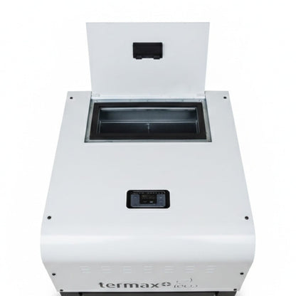 Termosemineu pe peleti Termax Kamin ECO 25kW, 160mp, Alb, cu Kit Complet: Termostat KOPH 303RF, Aspirator Cenusa 1000W si Cos Fum Inox 80mm