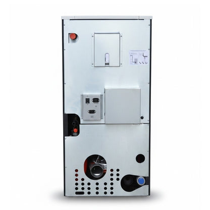 Termosemineu pe peleti Termax Kamin ECO 25kW, 160mp, Alb, cu Kit Complet: Termostat KOPH 303RF, Aspirator Cenusa 1000W si Cos Fum Inox 80mm
