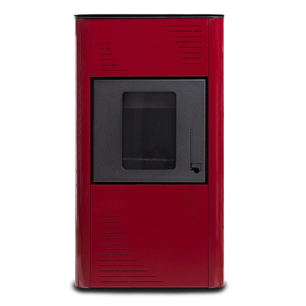 Pachet economic - Termosemineu pe peleti Termax Kamin PM 15 kW, 120 mp, buncar peleti 30 kg, diametru cos fum Ø80 mm, vas expansiune si pompa recirculare incluse, Bordo + Termostat KOPH 303RF + Aspirator cenusa 1000W + Cos fum inox de interior Ø80 mm