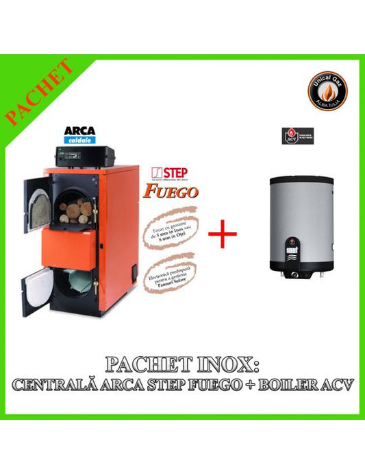 Arca Step Fuego FU 56R Inox Central Heating Boiler with ACV SLEW 240 Stainless Steel Boiler