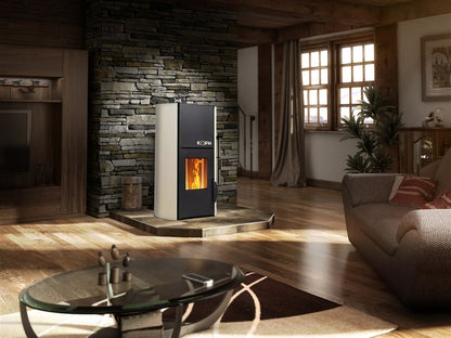 KOPH PM 25 kW Pellet Fireplace Smart Control Bundle: 160sqm Heating, WiFi Thermostat, Ash Vacuum, and Voltage Stabilizer