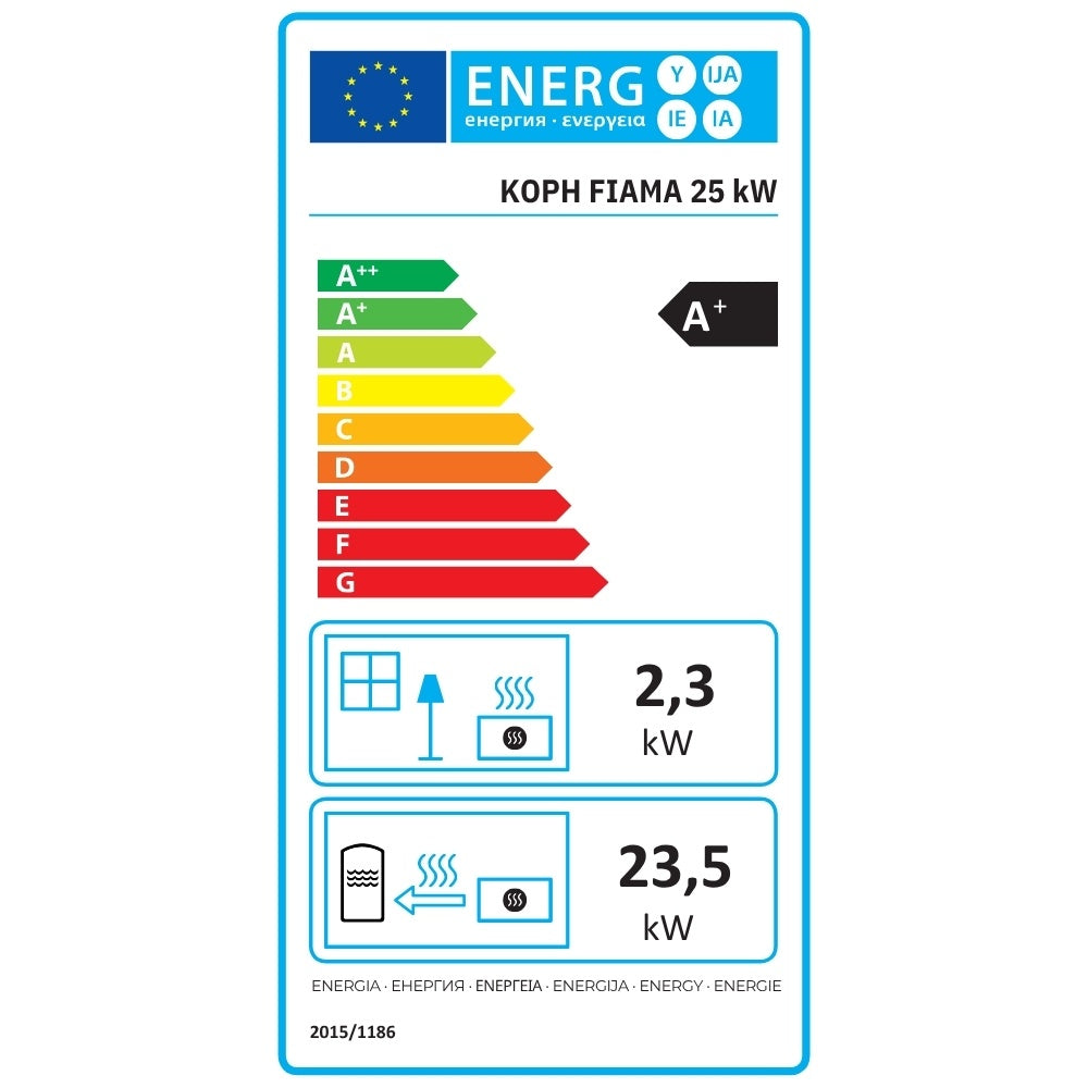 KOPH PM 25kW Pellet Fireplace Smart Control Bundle: 160sqm Heating, WiFi Thermostat, Ash Vacuum, and Voltage Stabilizer