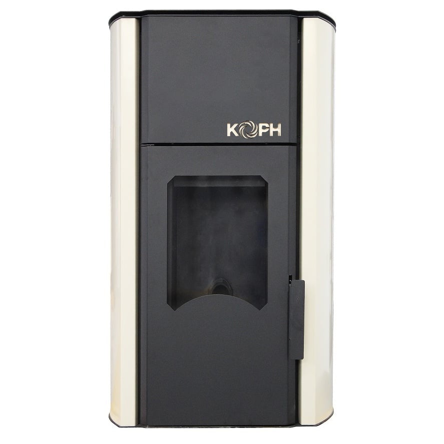 KOPH PM 30kW Pellet Fireplace Smart Control Bundle: 200sqm Heating, WiFi Thermostat, Ash Vacuum, and Voltage Stabilizer