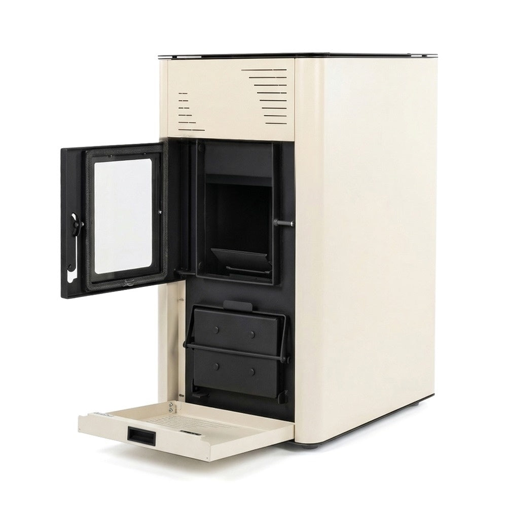 Pachet Smart Control: Termosemineu pe Peleti Termax Kamin 15kW cu Termostat WiFi, Aspirator Cenusa si Stabilizator Tensiune