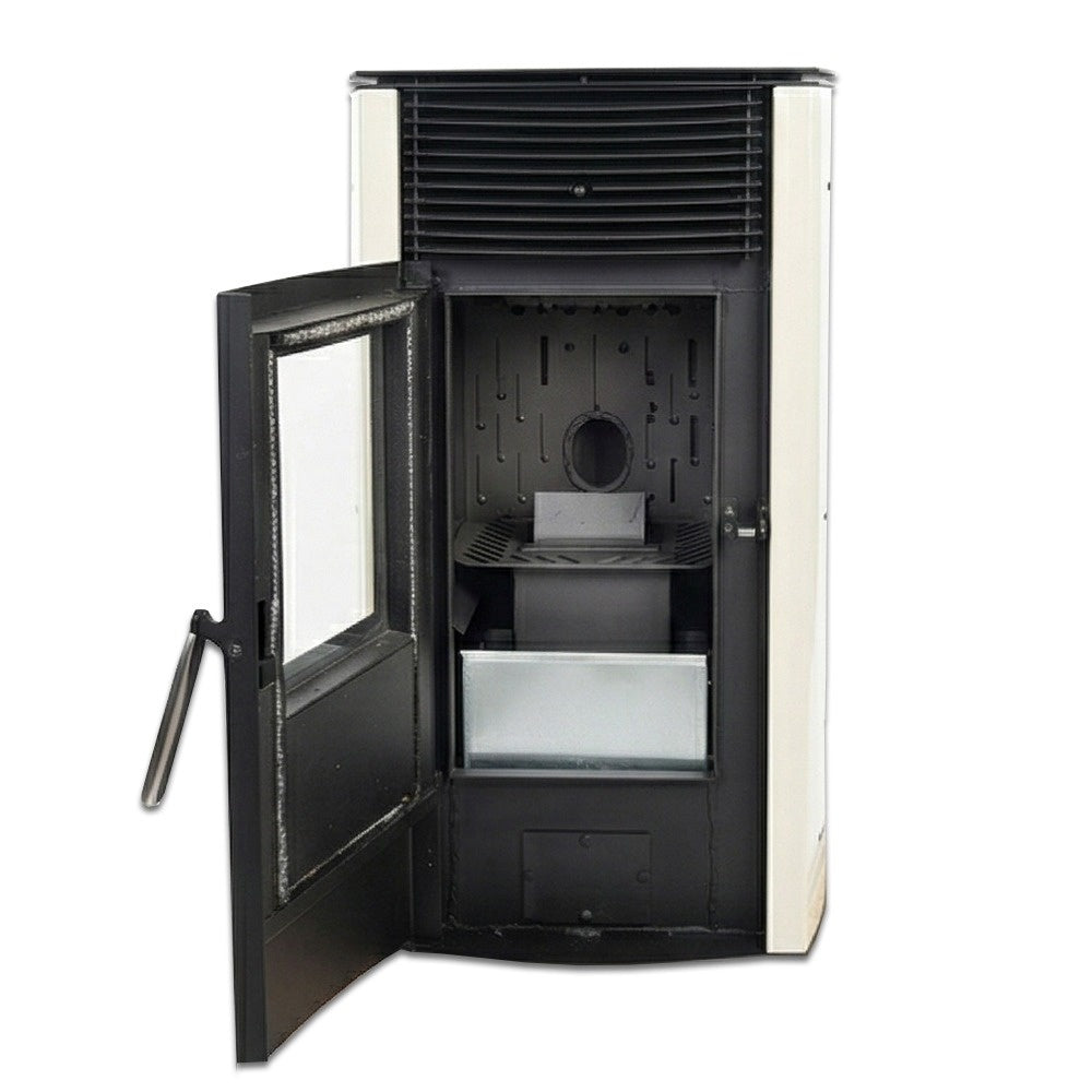 Soba pe peleti KOPH PD 8 kW cu aer cald, buncar 8 kg, pentru incalzire 50 mp, Culoare Crem
