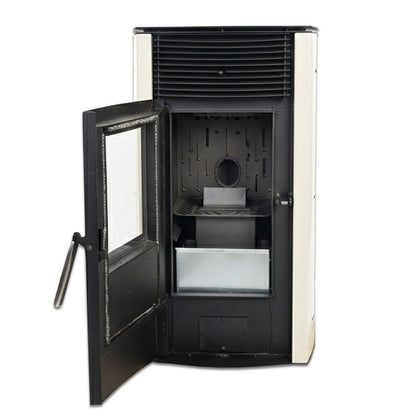 Soba pe peleti KOPH PD 8 kW cu aer cald, buncar 8 kg, pentru incalzire 50 mp, Culoare Crem