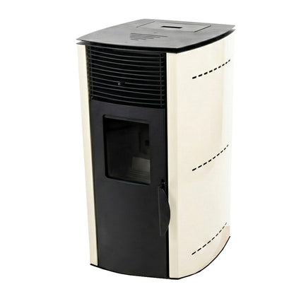 Soba pe peleti KOPH PD 8 kW cu aer cald, buncar 8 kg, pentru incalzire 50 mp, Culoare Crem