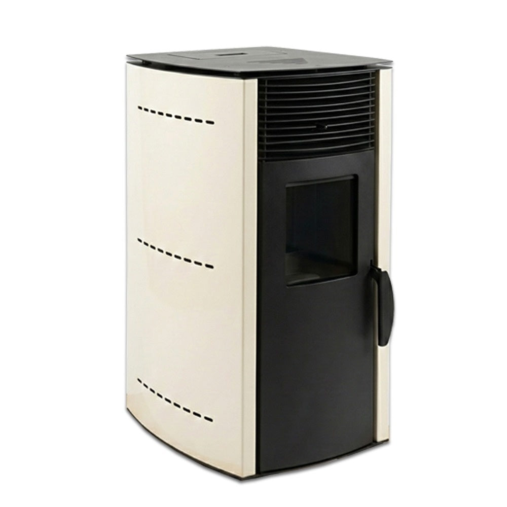 Soba pe peleti KOPH PD 8 kW cu aer cald, buncar 8 kg, pentru incalzire 50 mp, Culoare Crem