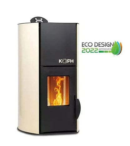 Pachet termosemineu cu peleti KOPH PM 25 kW Fiama, 160 mp, buncar peleti 25 kg, diametru cos fum 80 mm, Boiler Termoelectric 100 litri, Termostat inteligent, Grup de siguranta