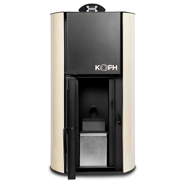 Pachet Termosemineu pe Peleti KOPH PM 25 kW, 160 mp, cu Boiler Termoelectric Ariston 100L, Pompa, Vas Expansiune si Accesorii, Crem