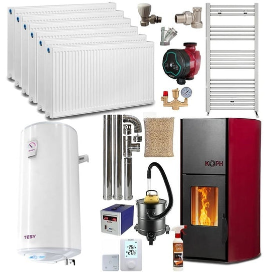 Termosemineu pe peleti KOPH PM 25 kW, 170 mp, Buncar 25 kg, Pompa si Vas expansiune incluse, Bordo