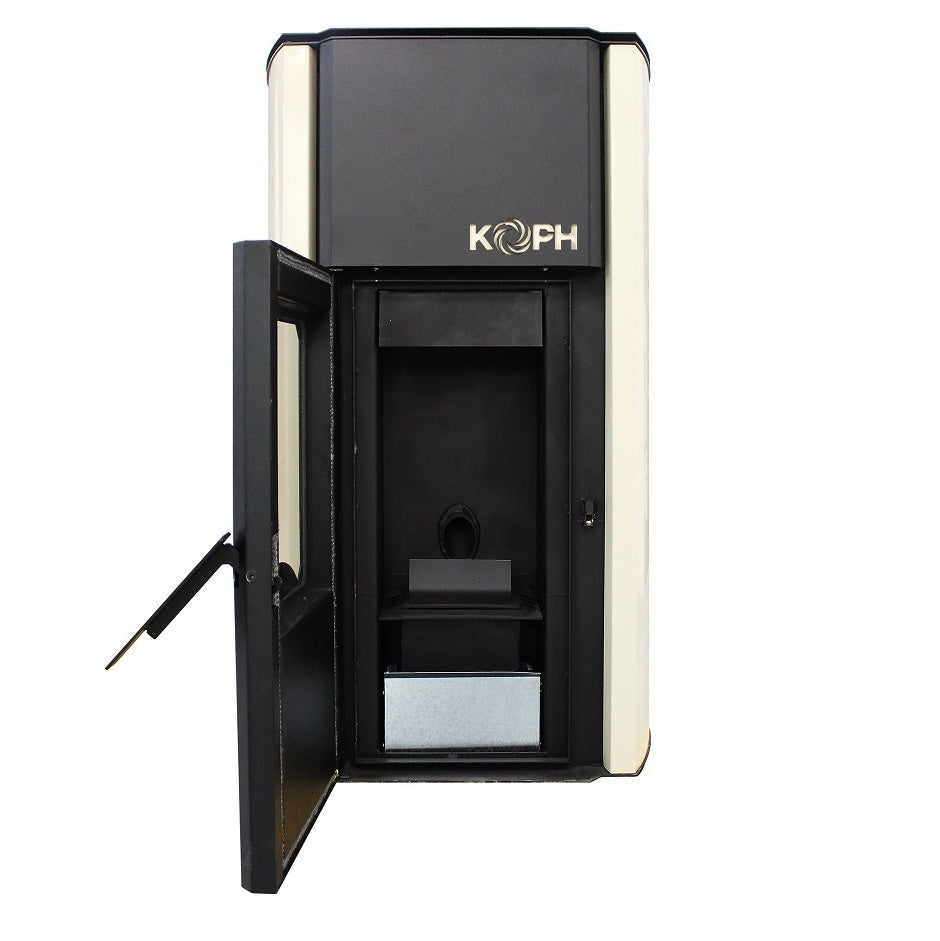 Pachet Termosemineu pe Peleti KOPH PM 30 kW pentru Incalzire 200 mp, cu Boiler Tesy 100L, Termostat Inteligent si Accesorii Complete