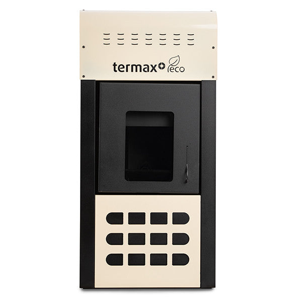 Termosemineu pe peleti Termax Kamin ECO 25 kW, Pachet complet cu pompa si vas expansiune, 160 mp, Crem