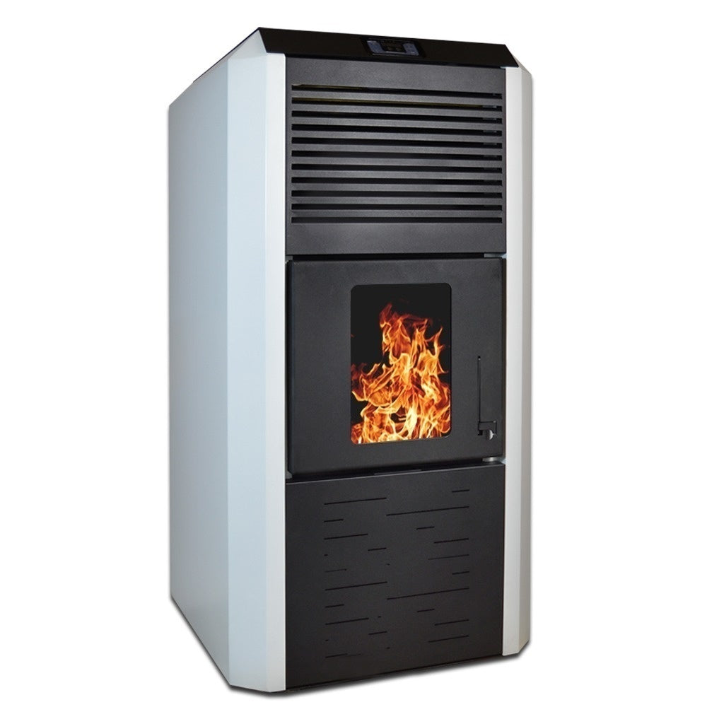 Pachet Termosemineu pe Peleti Termax Kamin ECO 30kW cu Accesorii: Calorifere, Boiler Tesy 100L si Termostat Inteligent KOPH